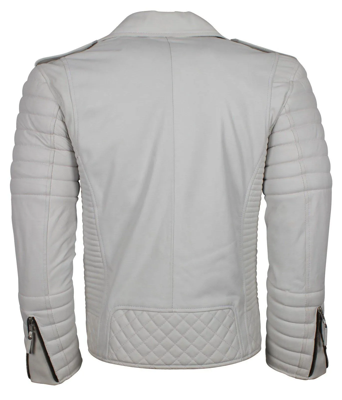 Men's Biker Leather Jacket in Black White Maroon