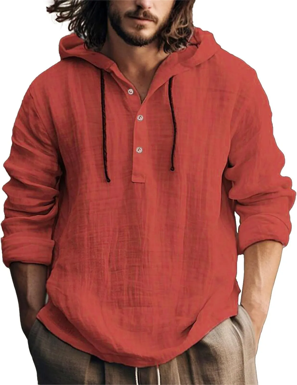 Mens Casual Long Sleeve Cotton Linen Shirts Color Pocket Long Sleeve Shirt Top Long Sleeve Shirts for Men Mens