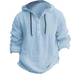 Mens Casual Long Sleeve Cotton Linen Shirts Color Pocket Long Sleeve Shirt Top Long Sleeve Shirts for Men Mens