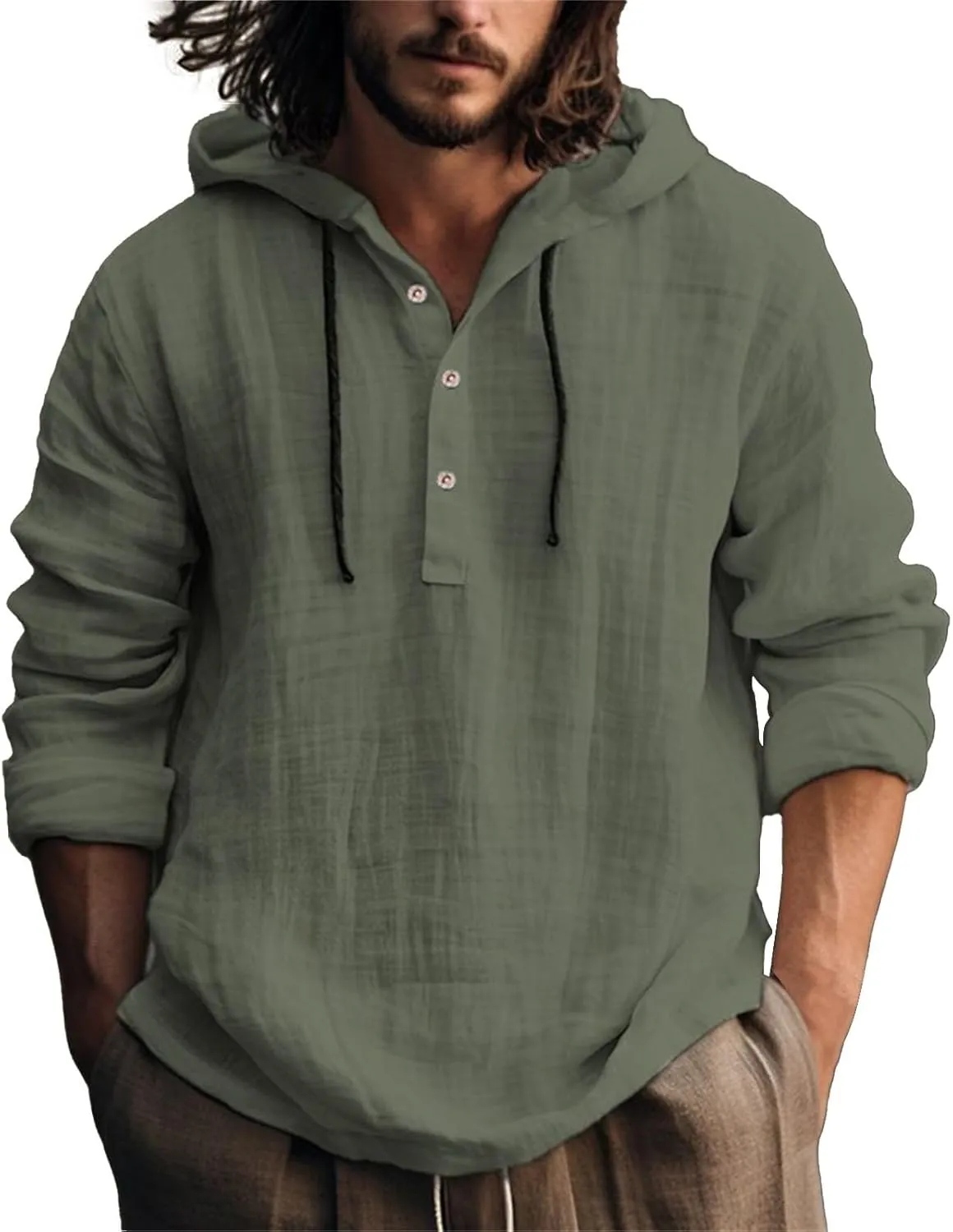 Mens Casual Long Sleeve Cotton Linen Shirts Color Pocket Long Sleeve Shirt Top Long Sleeve Shirts for Men Mens
