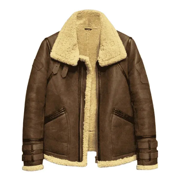 Men's Dark Brown RAF B3 Faux Shearling Aviator Jacket