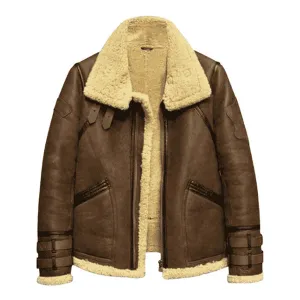 Men's Dark Brown RAF B3 Faux Shearling Aviator Jacket