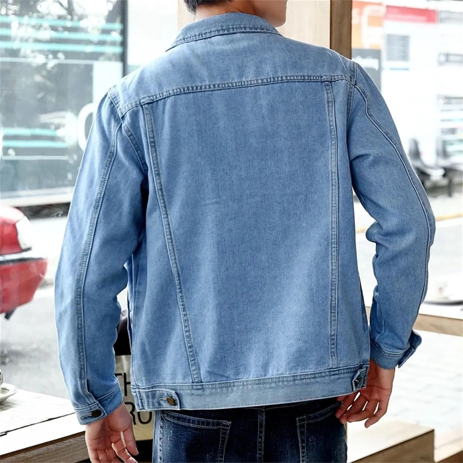 Men's Denim Jacket Classic Trucker Style Slim Fit Casual Outerwear Long Sleeve Jean Jacket For Men