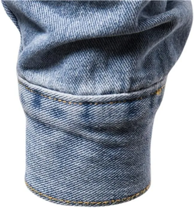 Men's Denim Jacket Long Sleeve Classic Trucker Style Slim Fit Casual Outerwear Button Coat