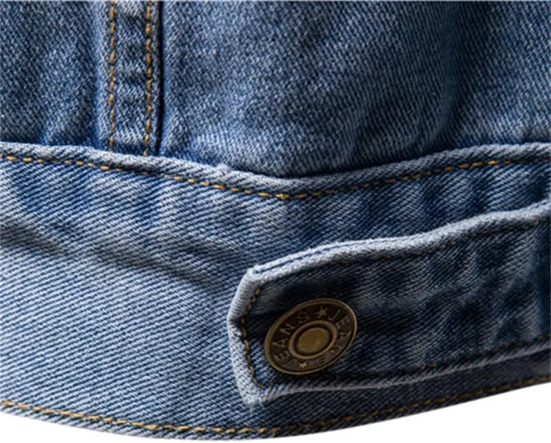 Men's Denim Jacket Long Sleeve Classic Trucker Style Slim Fit Casual Outerwear Button Coat