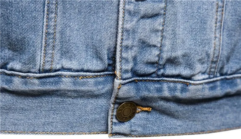 Men's Denim Jacket Long Sleeve Classic Trucker Style Slim Fit Casual Outerwear Button Coat