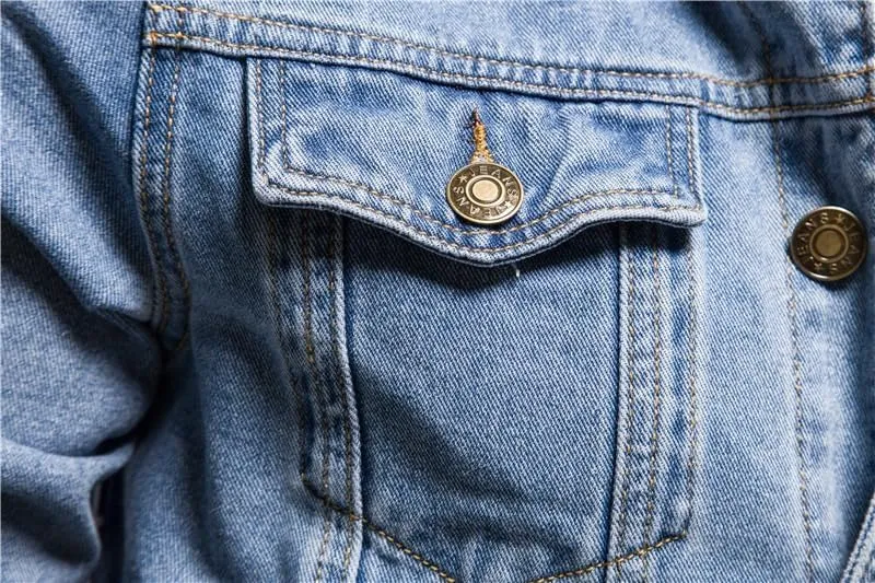 Men's Denim Jacket Long Sleeve Classic Trucker Style Slim Fit Casual Outerwear Button Coat