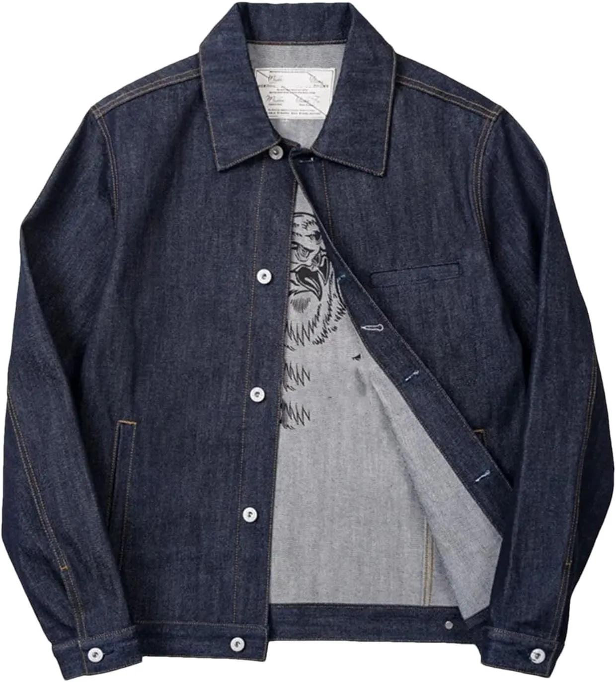 Men's Denim Jacket Vintage Lapel Denim Coat Classic Trucker Style Slim Fit Casual Outerwear