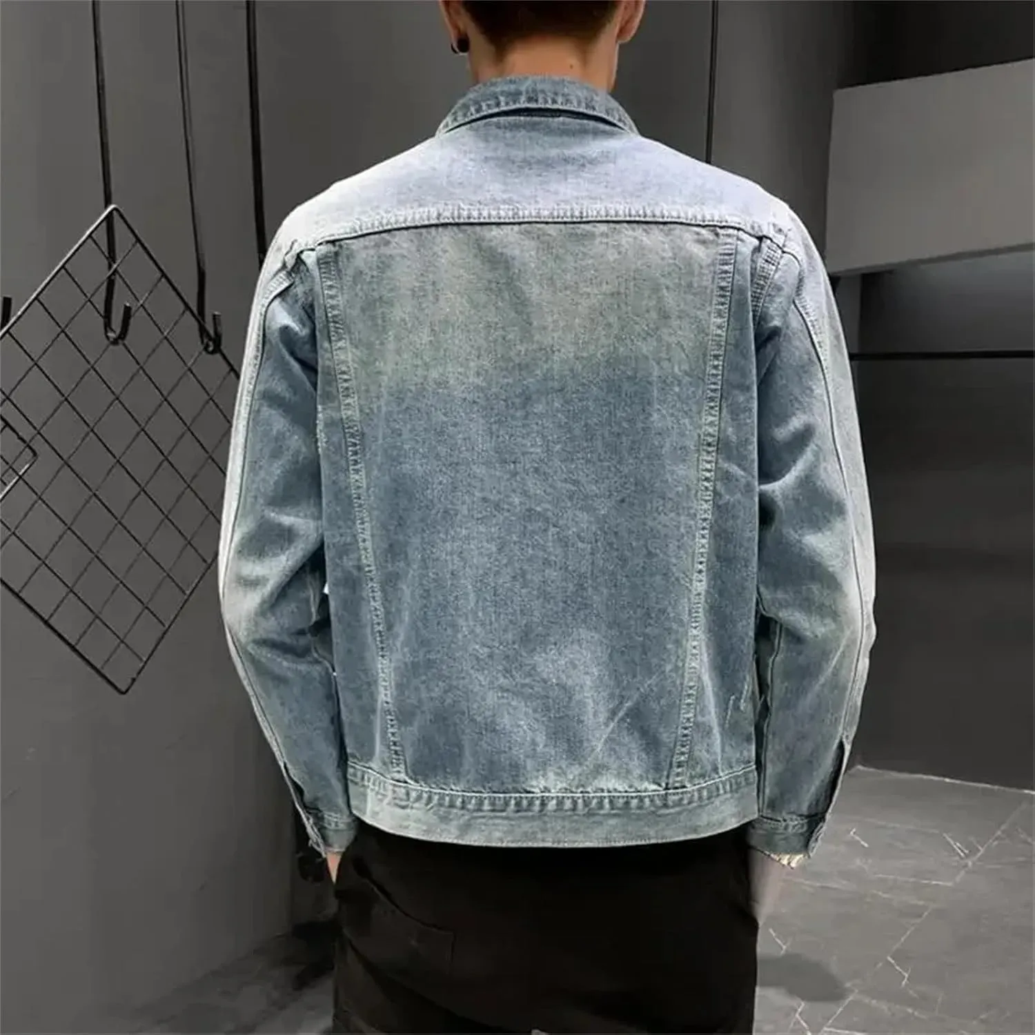 Men's Denim Jeans Coat - Spring Fall Button Cowboy Plus Size Trucker Slim Fit Casual Outerwear