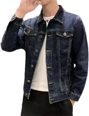 Men's Denim Jeans Coat - Spring Fall Button Cowboy Plus Size Trucker Slim Fit Casual Outerwear