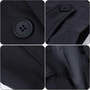 Men'S Double Breasted Trench Coat Length Thickened Woolen Plaid Double Breasted Coat Solid Color Slim Men Coat