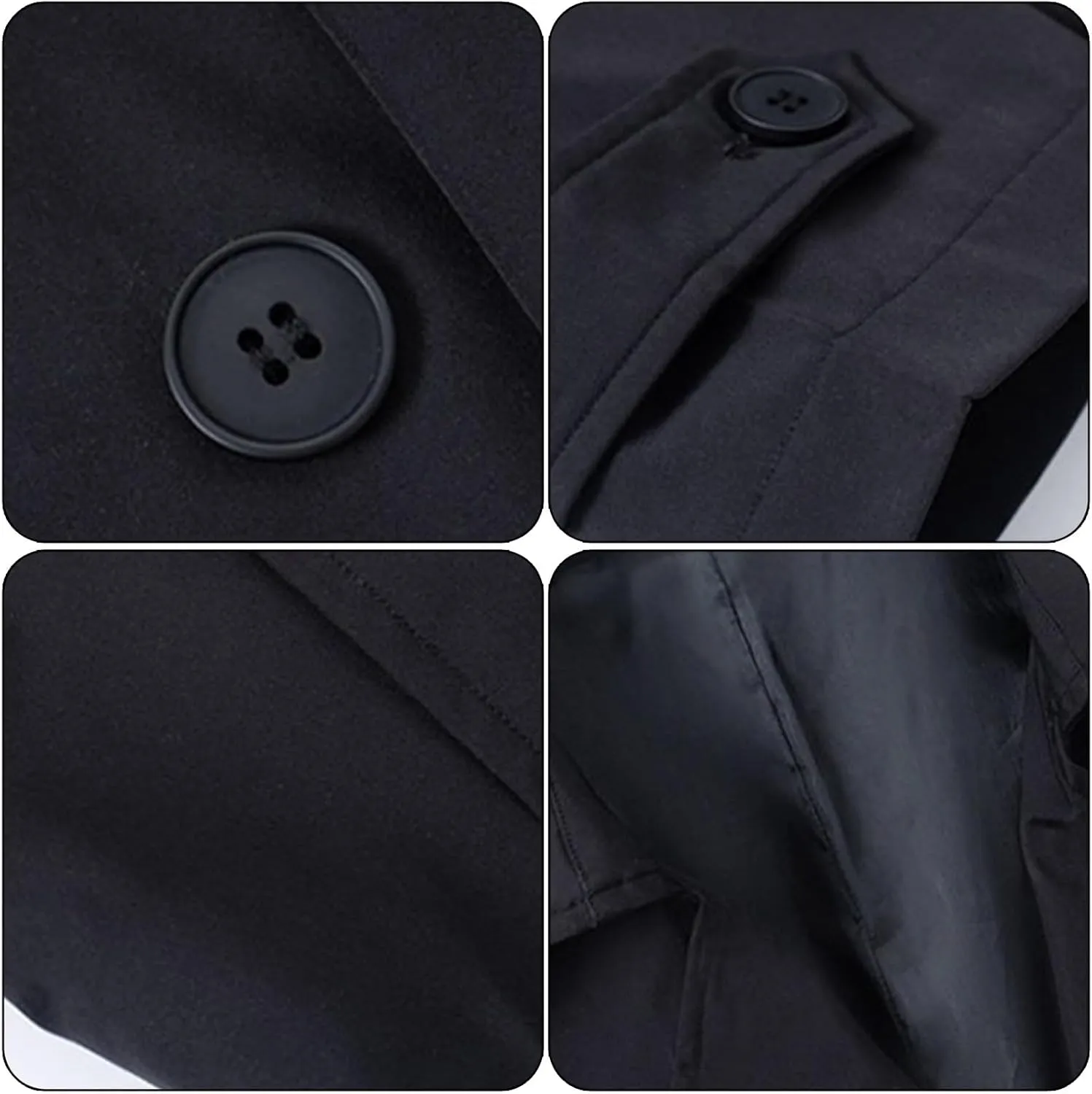 Men'S Double Breasted Trench Coat Length Thickened Woolen Plaid Double Breasted Coat Solid Color Slim Men Coat