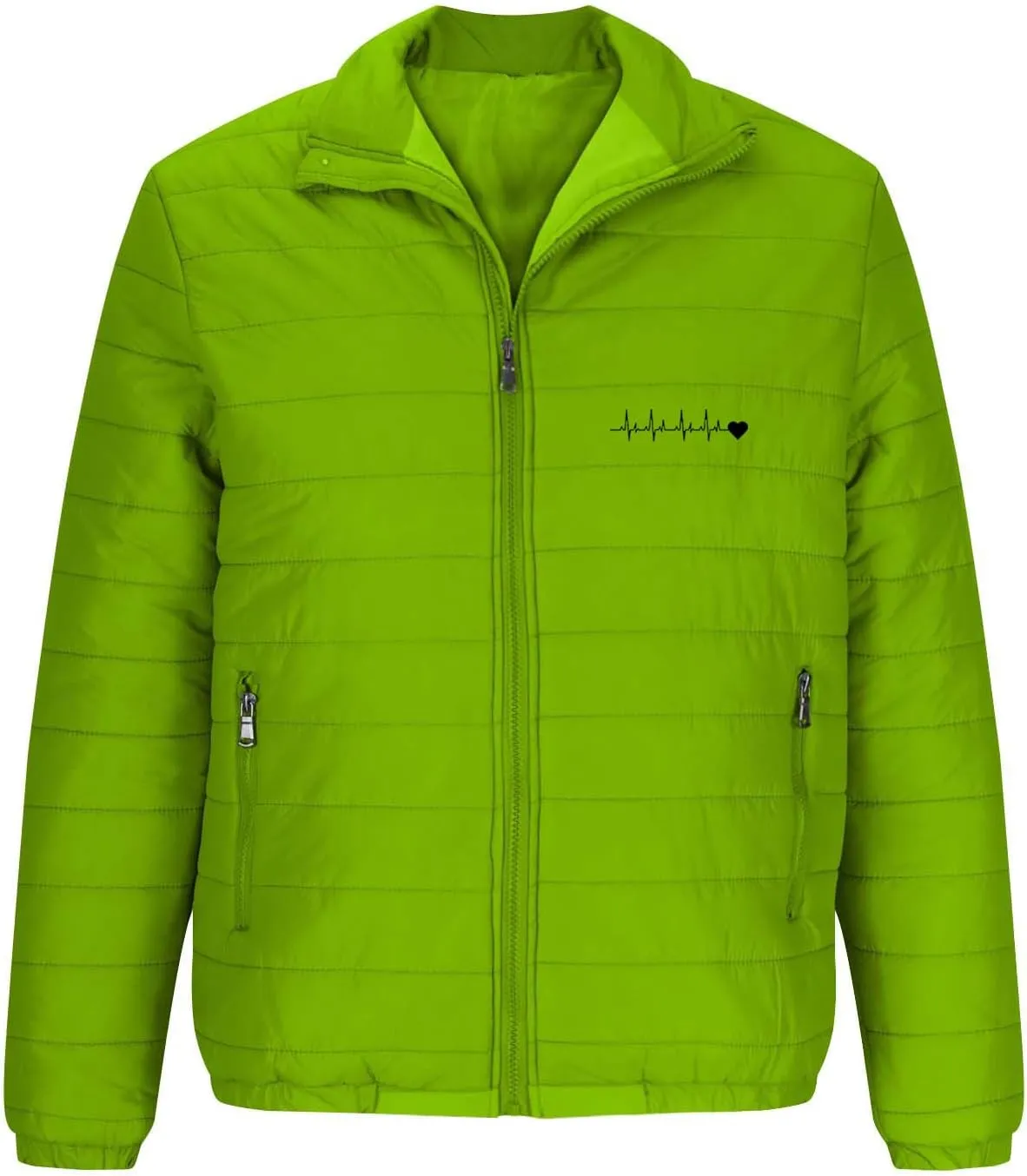 Men's Down Puffer Jacket ECG Love Printed Winter Warm Coats Packable Waterproof Outerwear