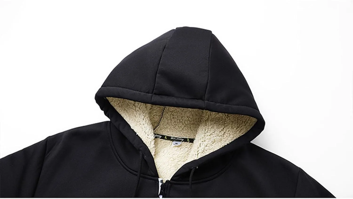 Mens Fleece Fur Lined Thick Cardigan Hoodie Warm Casual Outerwear Full Zip Up Long Sleeve Elastic Cuffs with Zipper Pockets