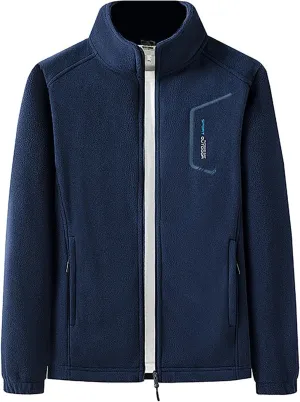 Men's Fleece Jackets Oversized Casual Full Zip Coats Outdoor Sports Hunting Coats with Zipper Pockets Winter Warm Jacket