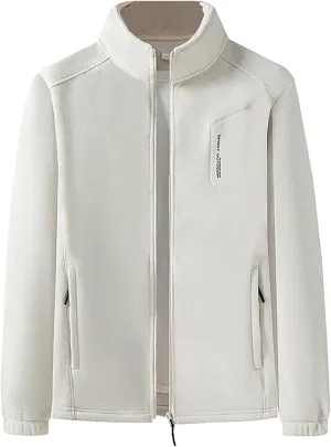 Men's Fleece Jackets Oversized Casual Full Zip Coats Outdoor Sports Hunting Coats with Zipper Pockets Winter Warm Jacket