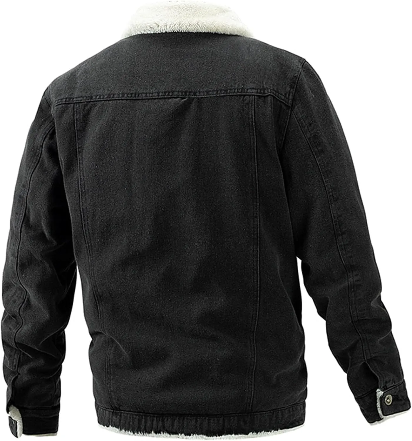 Men's Fleece Lined Denim Jacket Lapel Single-Breasted Fit Denim Coat Winter Trucker Cowboy Jean Jacket