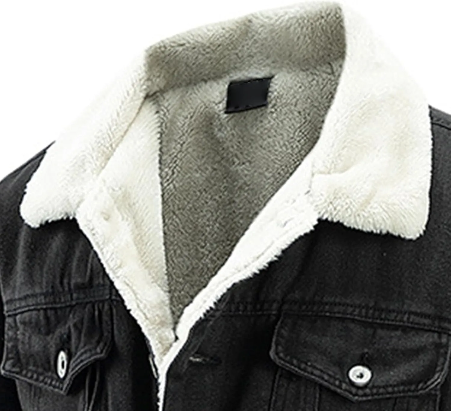 Men's Fleece Lined Denim Jacket Lapel Single-Breasted Fit Denim Coat Winter Trucker Cowboy Jean Jacket