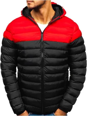 Mens Hooded Down Jacket Thick Winter Puffer Coat Zip Up Lightweight Jacket Quilted Fleece Coat Cozy Casual Outerwear