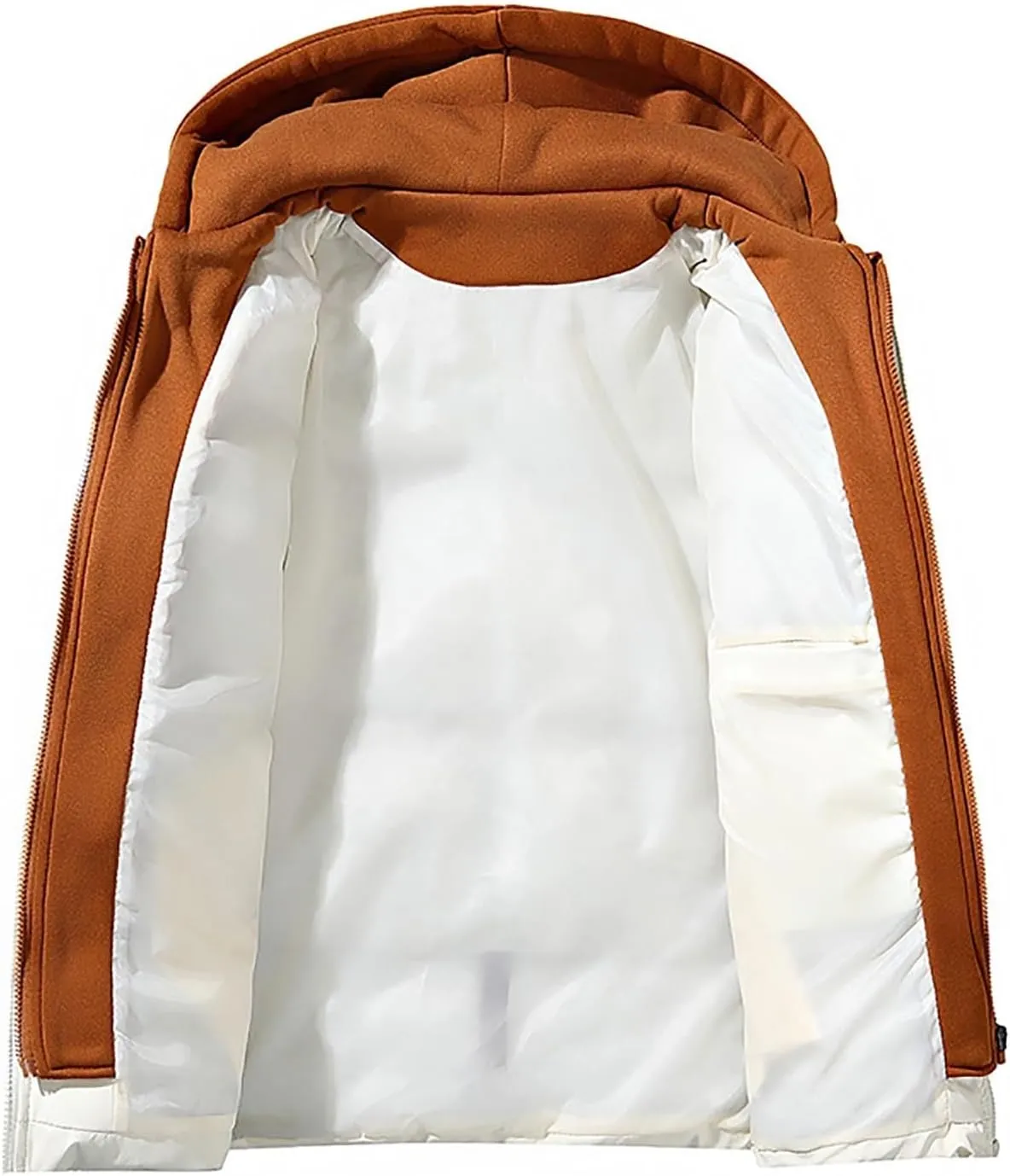 Men's Hooded Puffer Jacket Winter Warm Color Block Down Coat with Hood