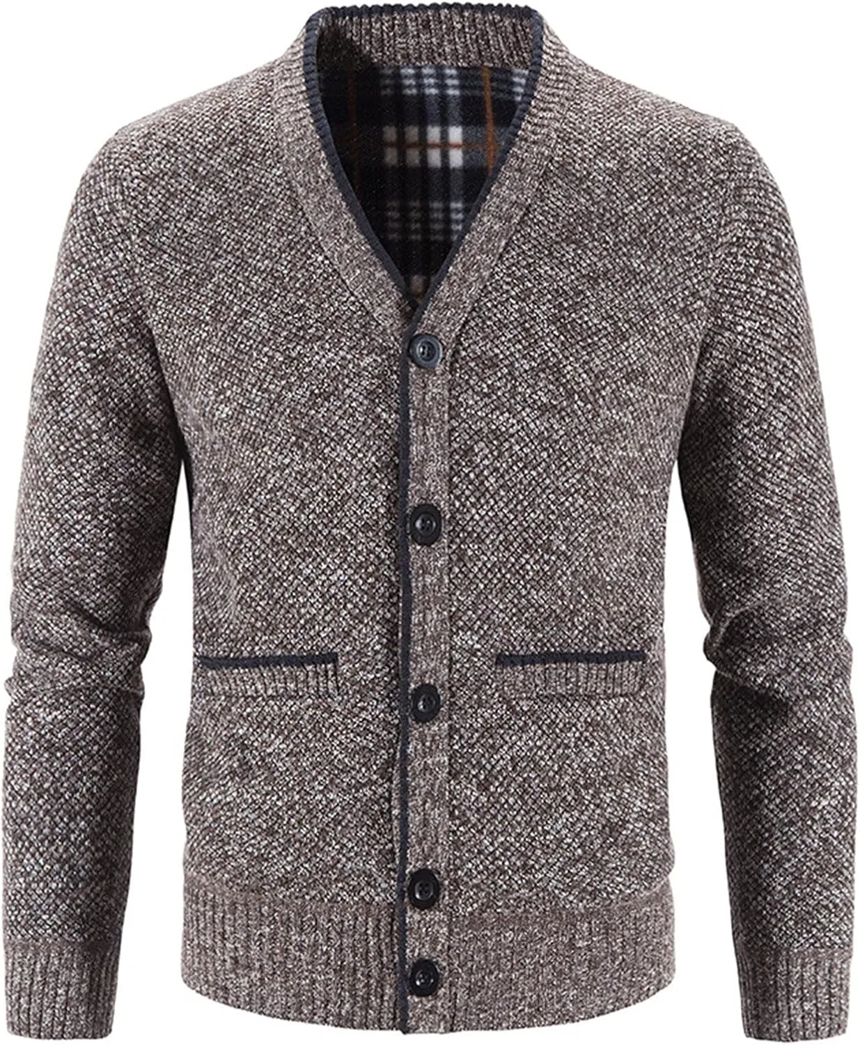 Men's Knitted Cardigan Jackets V Neck Button Down Fleece Lined Thermal Coats Autumn Winter Thicken Warm Casual Outerwear