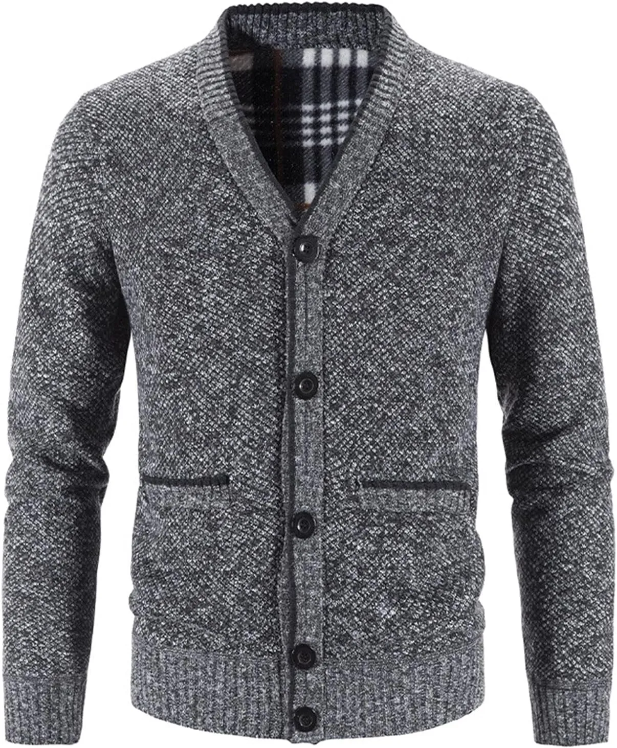 Men's Knitted Cardigan Jackets V Neck Button Down Fleece Lined Thermal Coats Autumn Winter Thicken Warm Casual Outerwear