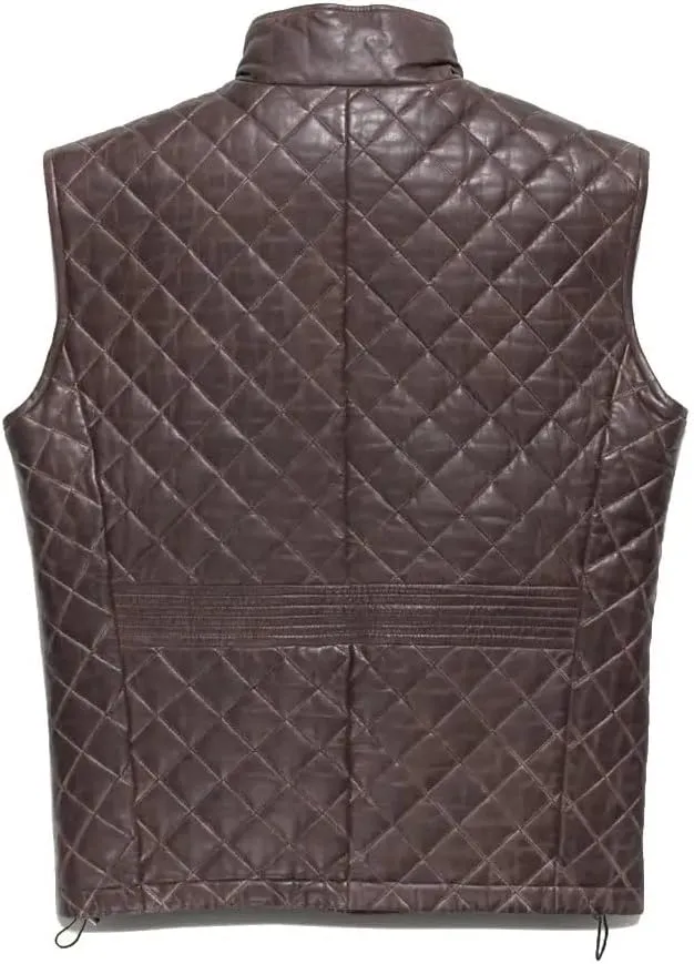 Mens Lamsbkin Leather Vest, Quilted Leather Vest Men, Lambskin Leather Quilted vest, Diamond Quilted Leather Vest Men