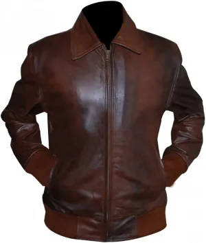 Mens Leather Bomber Jacket Genuine Lambskin Leather Casual Biker Zip Up Leather Jacket