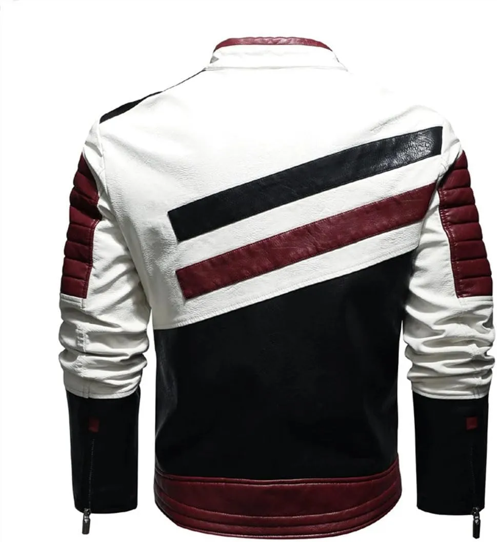 Mens Leather Jackets Autumn Winter Motorcycle Leather Jacket Biker Warm PU Leather Coats