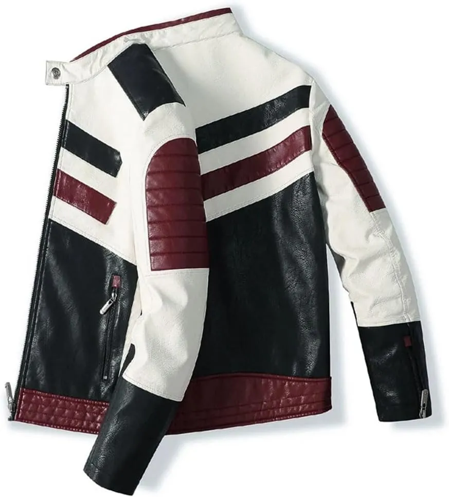Mens Leather Jackets Autumn Winter Motorcycle Leather Jacket Biker Warm PU Leather Coats