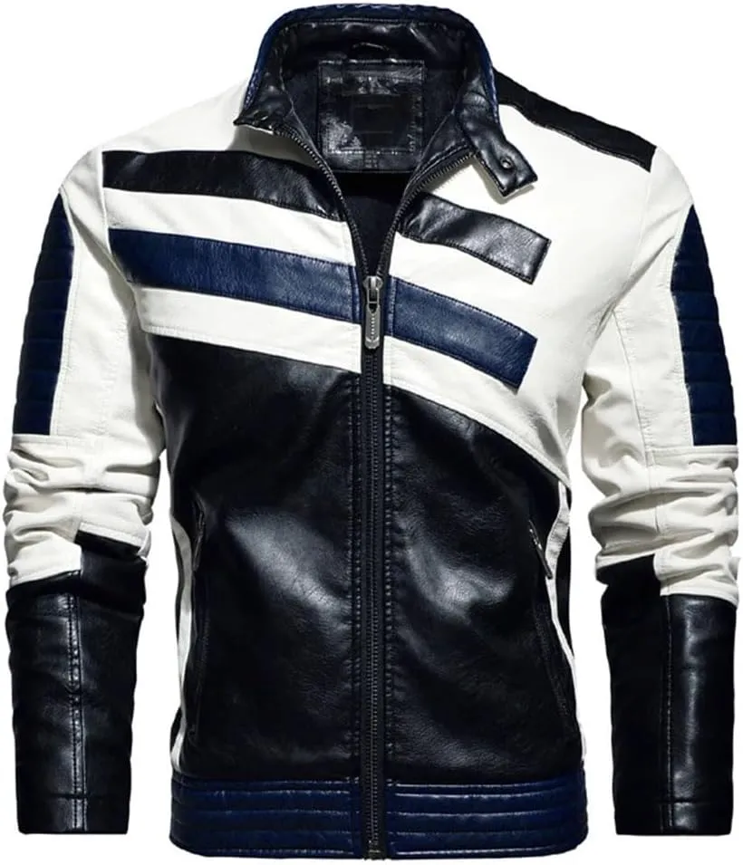 Mens Leather Jackets Autumn Winter Motorcycle Leather Jacket Biker Warm PU Leather Coats