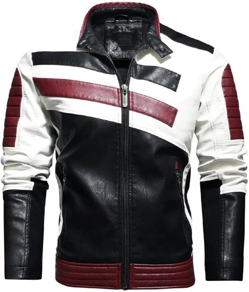 Mens Leather Jackets Autumn Winter Motorcycle Leather Jacket Biker Warm PU Leather Coats