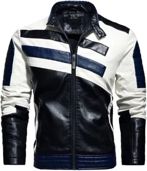 Mens Leather Jackets Autumn Winter Motorcycle Leather Jacket Biker Warm PU Leather Coats