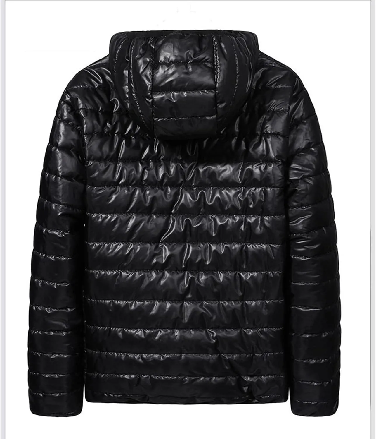 Mens Lightweight Down Jacket with Hood Shiny Packable Puffer Jacket Warm Insulated Padded Bubble Winter Coats Outwear