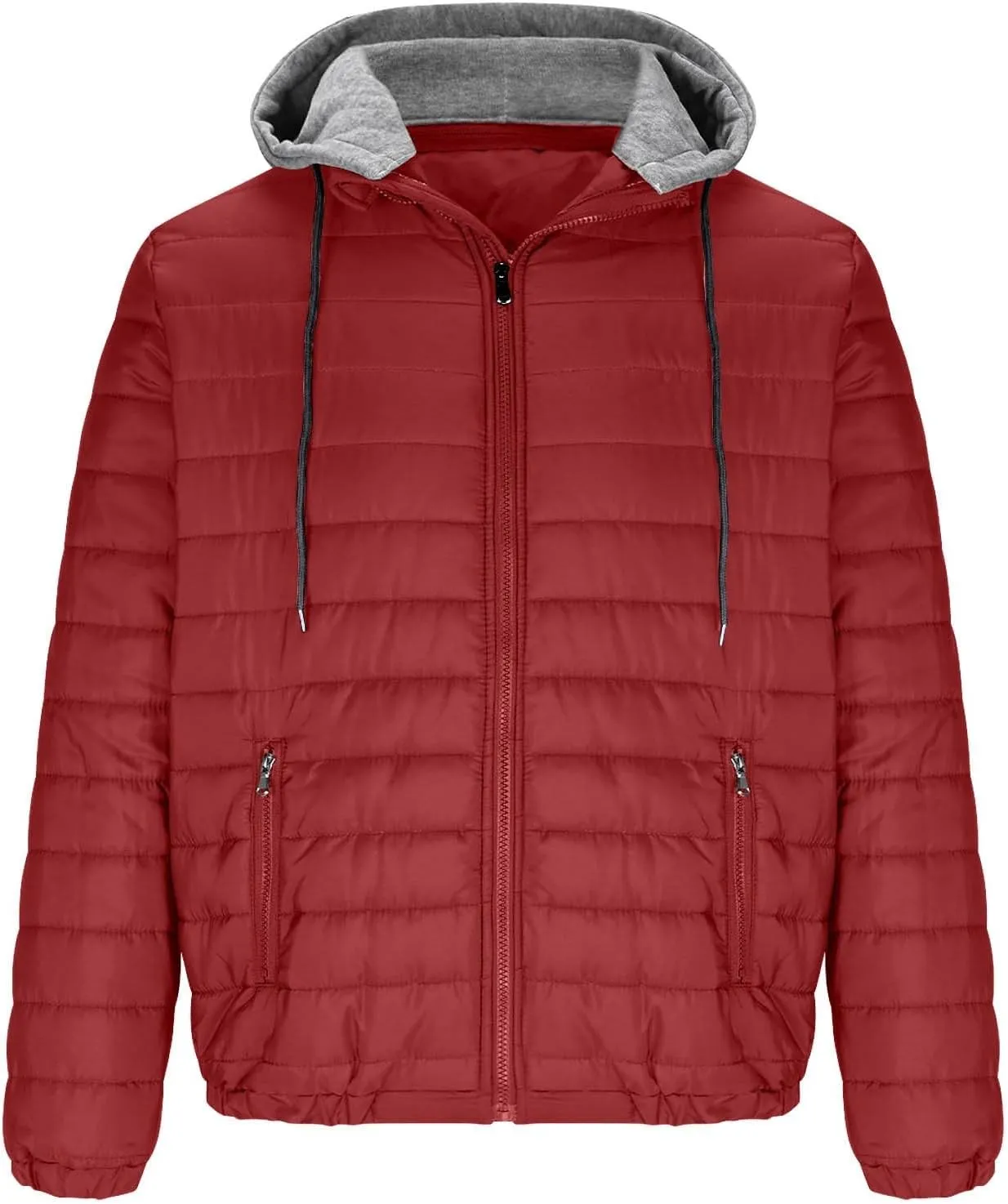 Men's Packable Puffer Jacket Waterproof Hooded Down Coats Quilted Warm Winter Jackets with Zipper Pockets
