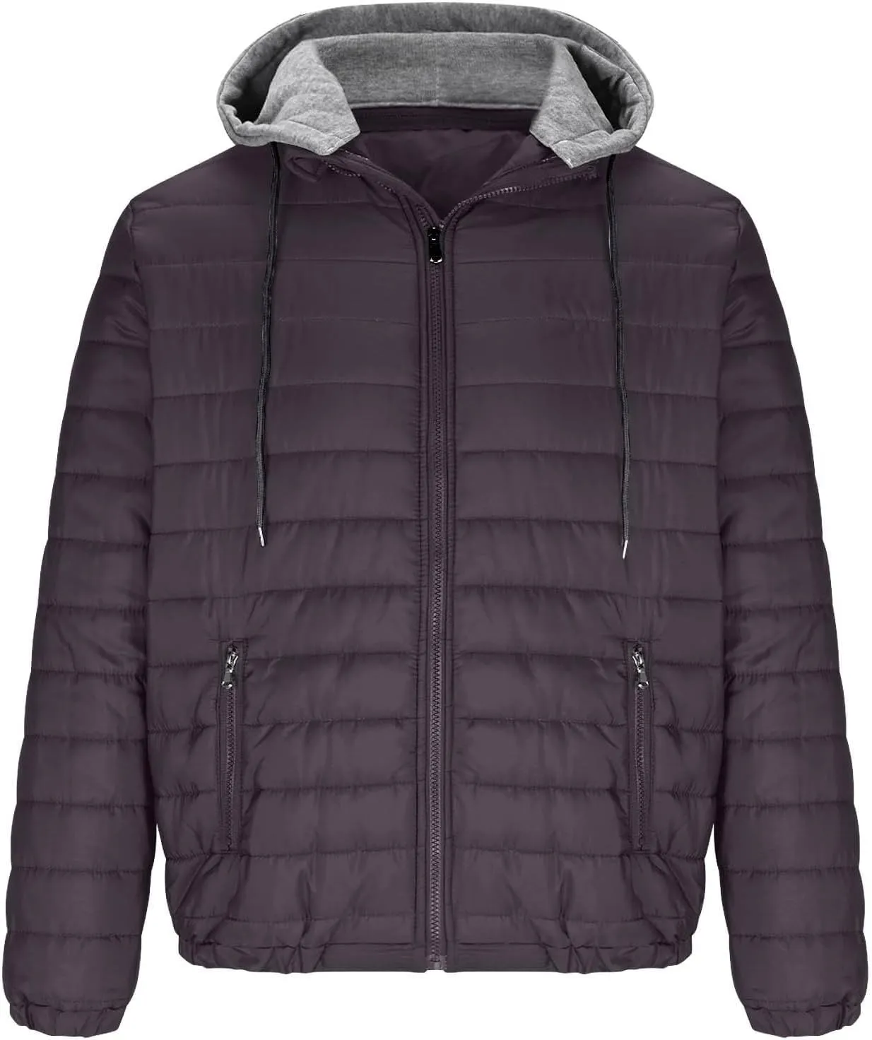 Men's Packable Puffer Jacket Waterproof Hooded Down Coats Quilted Warm Winter Jackets with Zipper Pockets