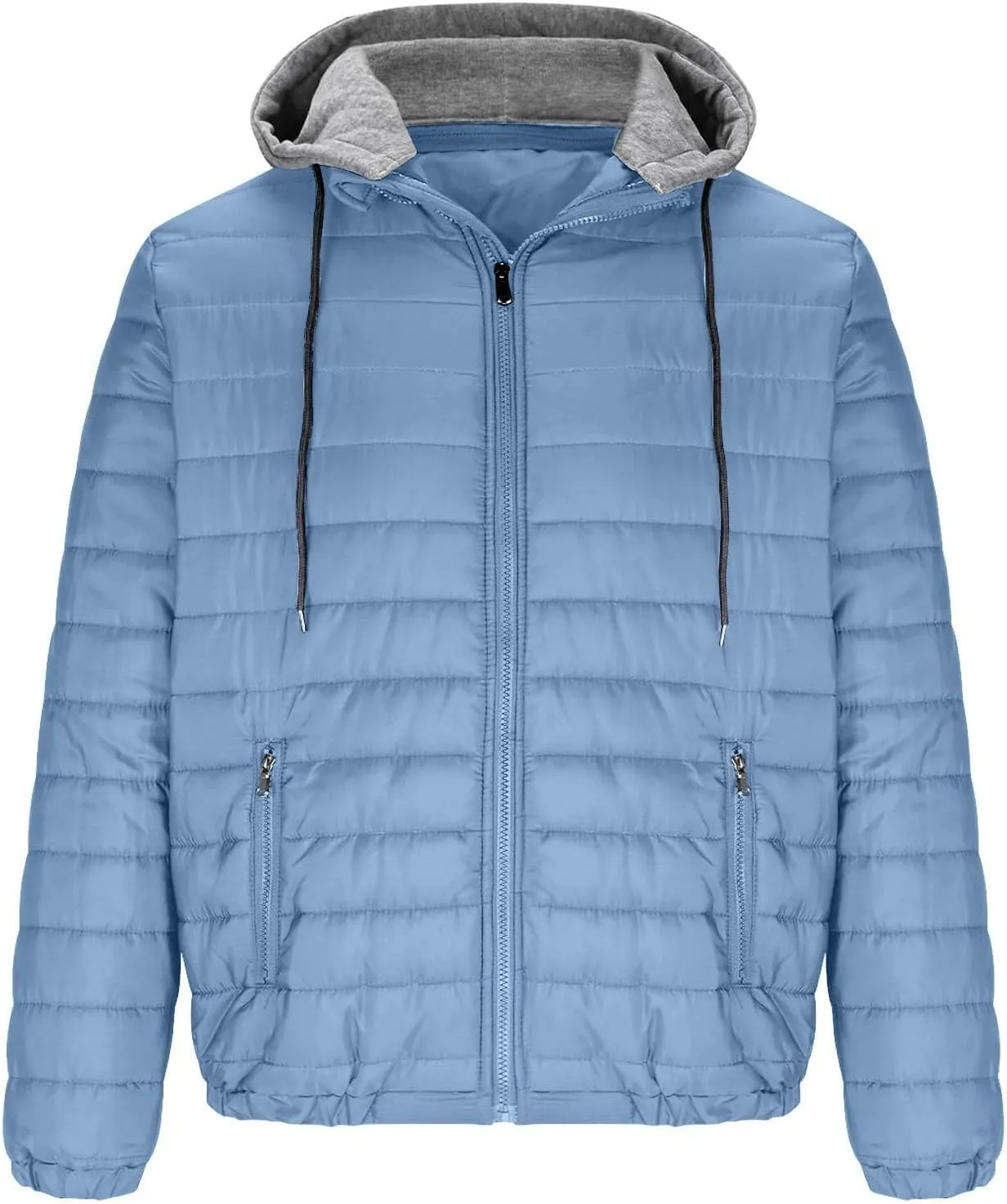 Men's Packable Puffer Jacket Waterproof Hooded Down Coats Quilted Warm Winter Jackets with Zipper Pockets