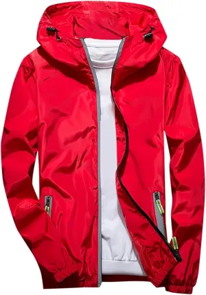 Men's Rain Jacket Casual Zip Up Lightweight Jackets Waterproof Windbreaker Hooded Raincoat for Golf Hiking Travel