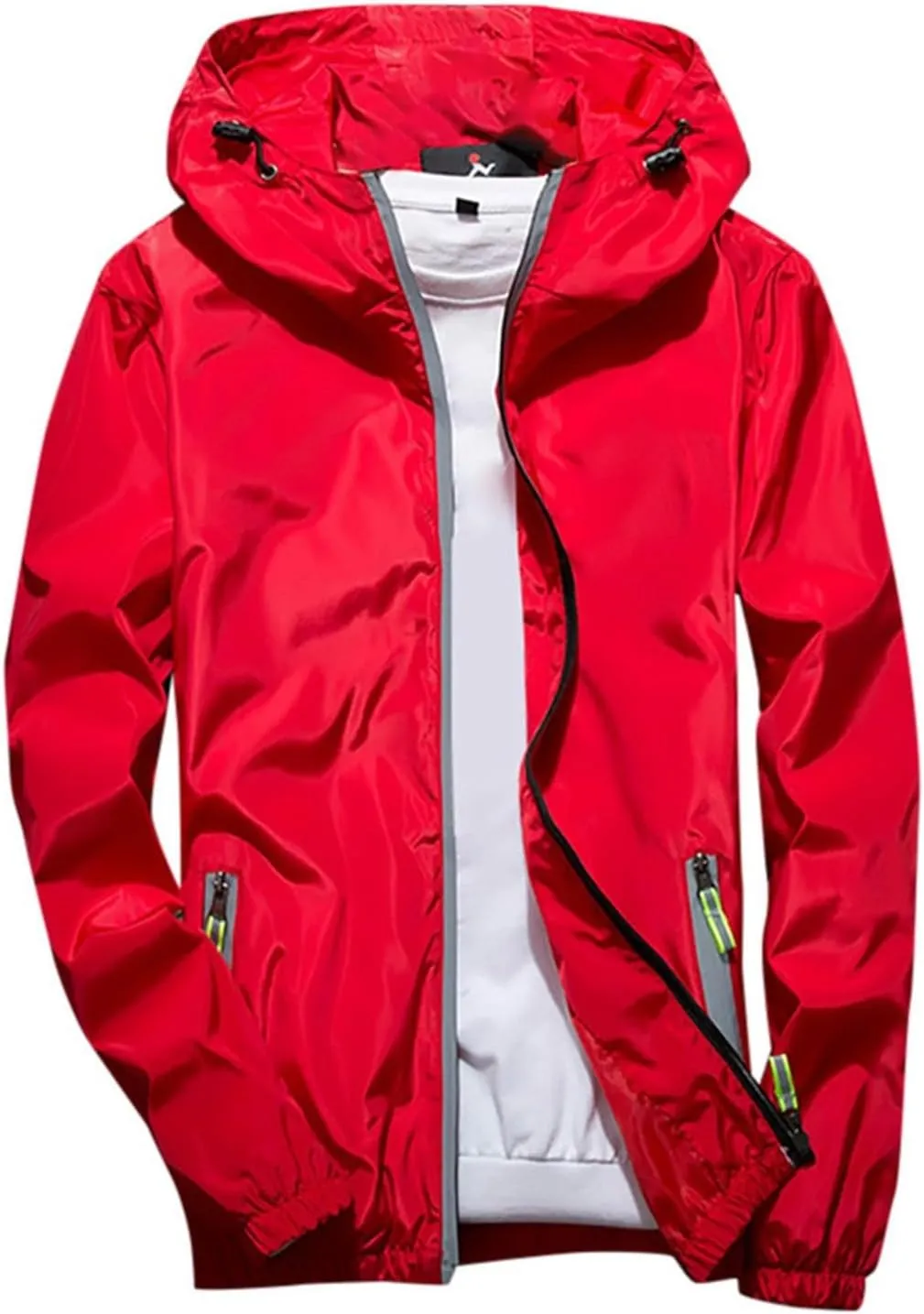 Men's Rain Jacket Casual Zip Up Lightweight Jackets Waterproof Windbreaker Hooded Raincoat for Golf Hiking Travel