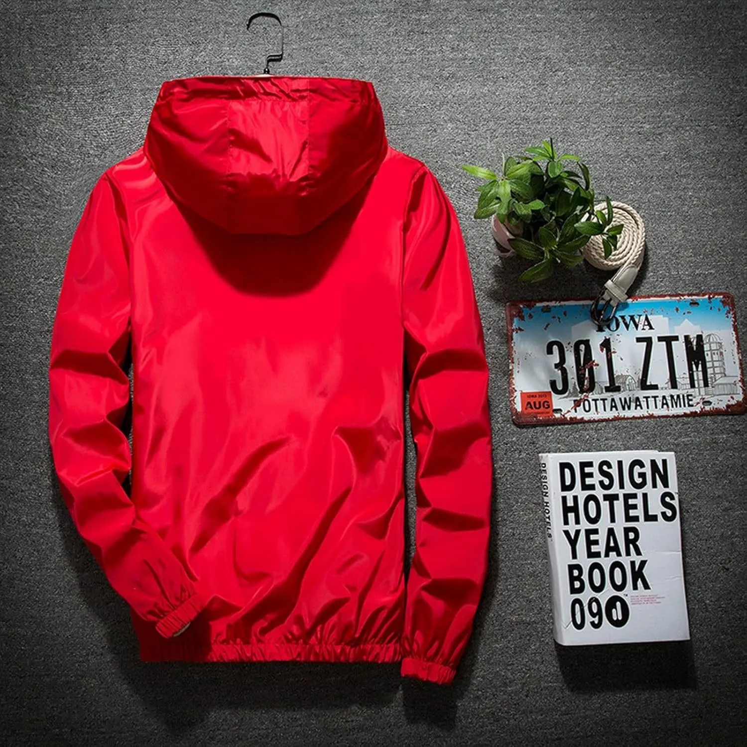 Men's Rain Jacket Casual Zip Up Lightweight Jackets Waterproof Windbreaker Hooded Raincoat for Golf Hiking Travel