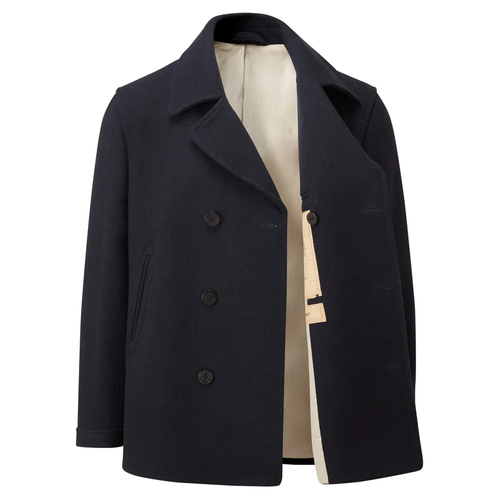 Men's Reef Pea Coat In Light Melton Fabric