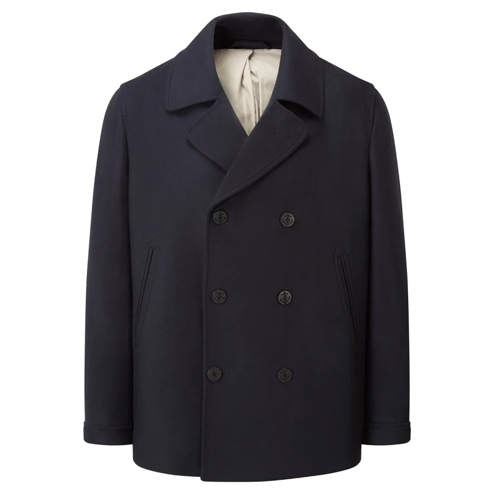 Men's Reef Pea Coat In Light Melton Fabric