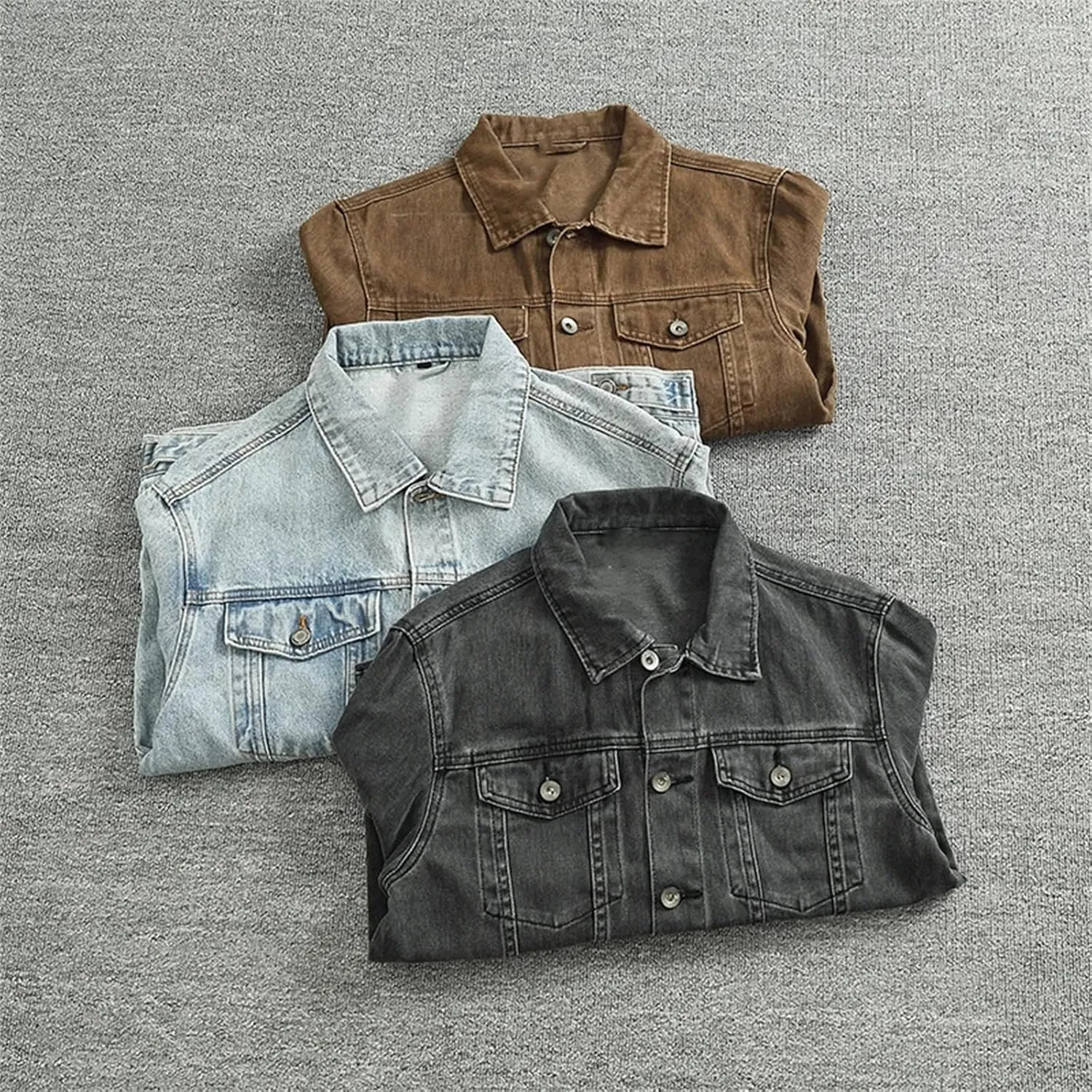 Men's Retro Casual Cotton Denim Cargo Jacket - Fashion Top Trucker Slim Fit Casual Outerwear