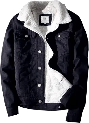 Men's Sherpa Fleece Lined Denim Jacket Thicken Cowboy Jean Jacket Warm Winter Trucker Jacket