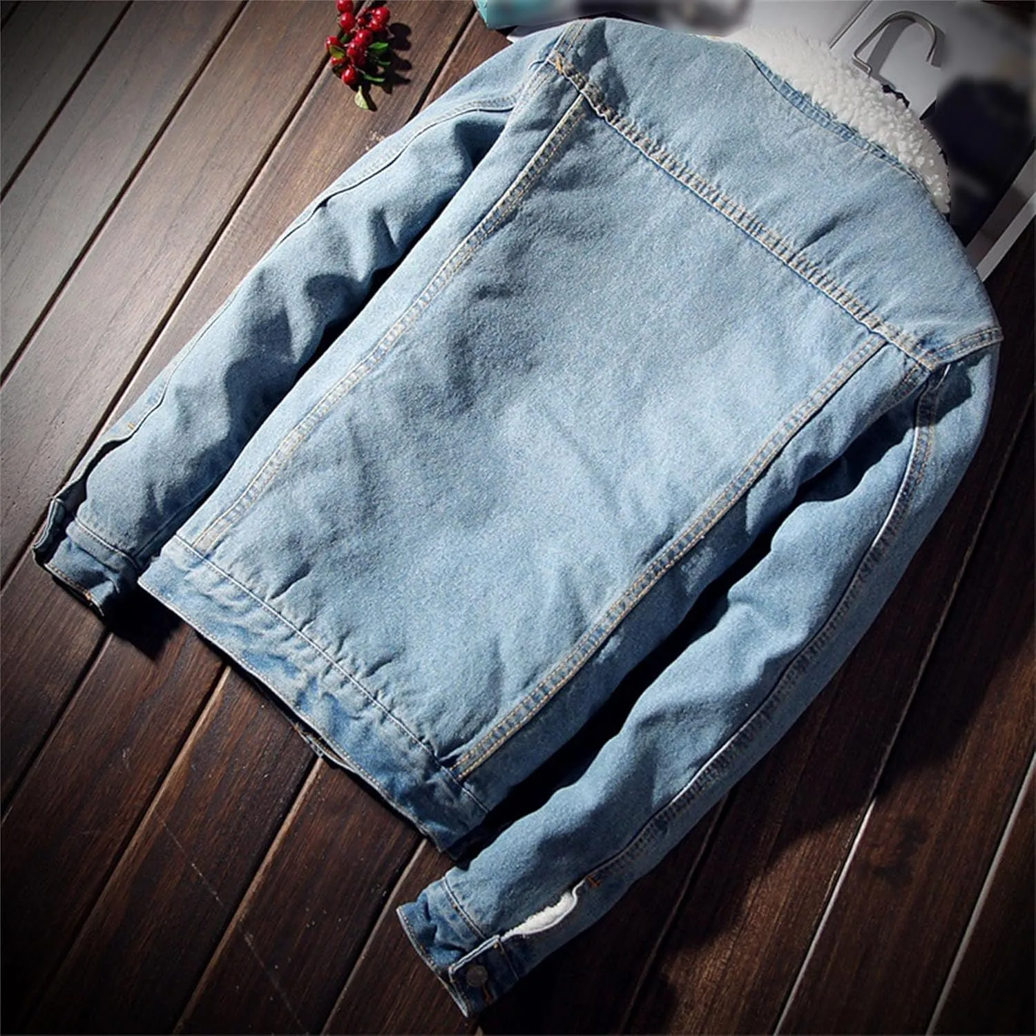 Men's Sherpa Fleece Lined Denim Jacket Thicken Cowboy Jean Jacket Warm Winter Trucker Jacket
