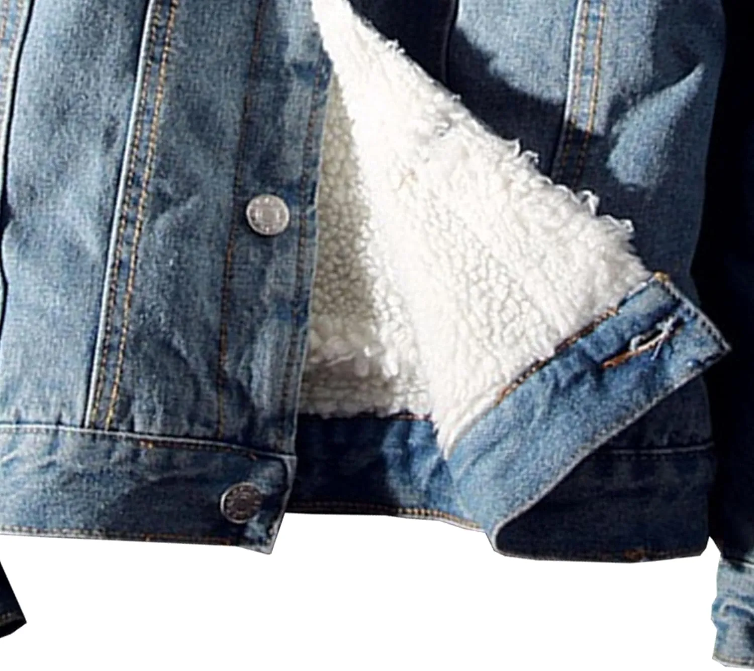 Men's Sherpa Fleece Lined Denim Jacket Thicken Cowboy Jean Jacket Warm Winter Trucker Jacket