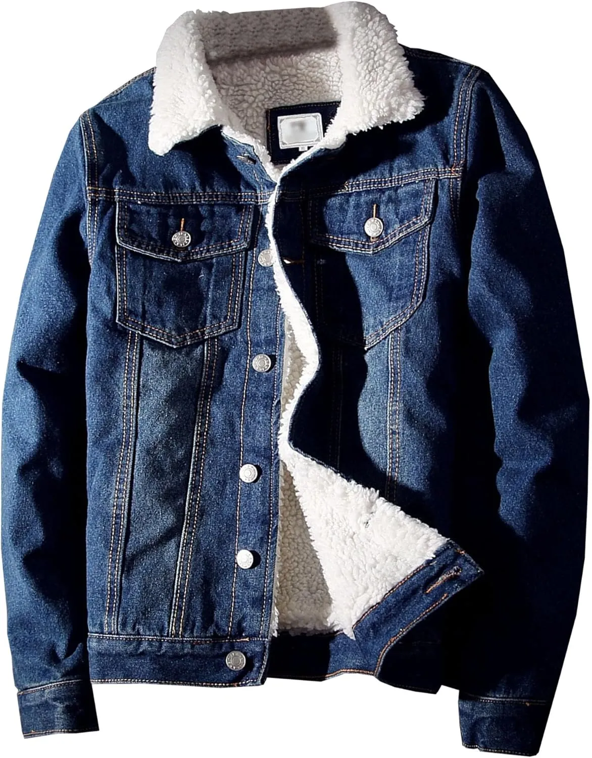 Men's Sherpa Fleece Lined Denim Jacket Thicken Cowboy Jean Jacket Warm Winter Trucker Jacket