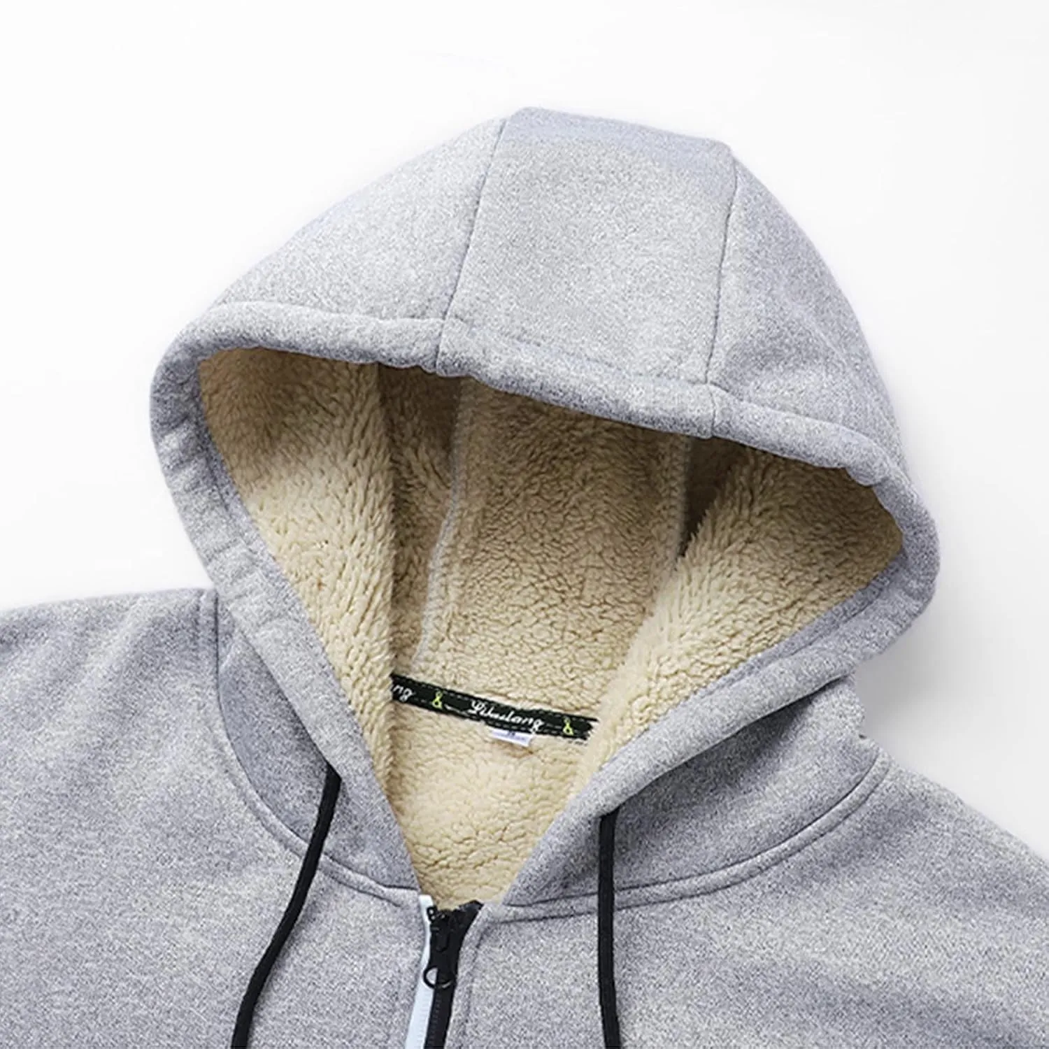 Men's Sherpa Hoodies Jacket Zip Up Fleece Lined Sweatshirt Winter Warm Jackets Hooded Casual Work Tops with Pocket