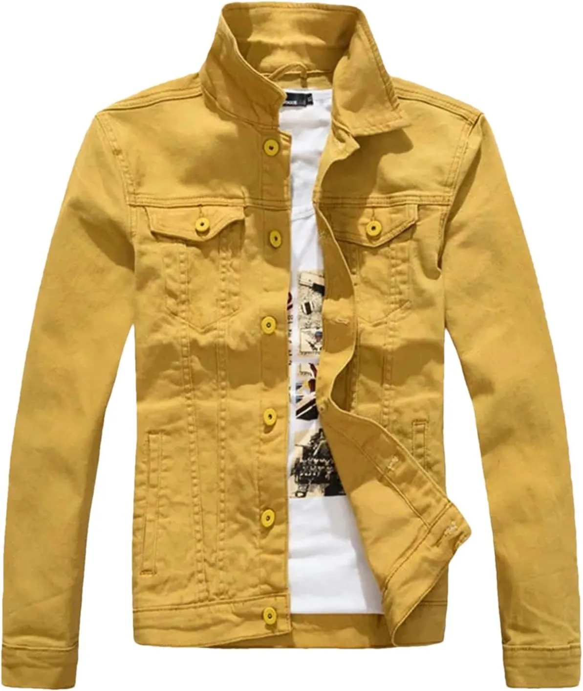 Men's Spring Denim Jacket Classic Slim Fit Casual Outerwear Long-Sleeved Trucker Denim Coats