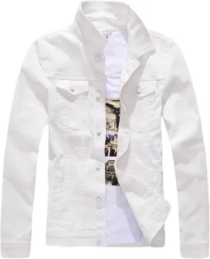 Men's Spring Denim Jacket Classic Slim Fit Casual Outerwear Long-Sleeved Trucker Denim Coats